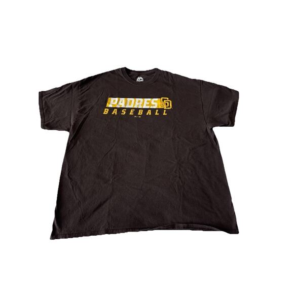 San Diego Padres Unisex Brown Baseball t-shirt by Majestic 2XL/2TG/2EG - Picture 1 of 7